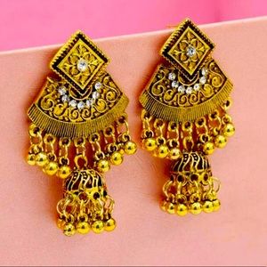Indian Pakistani Afghani Boho vintage Ethnic Drop Earrings Jhumka 💕